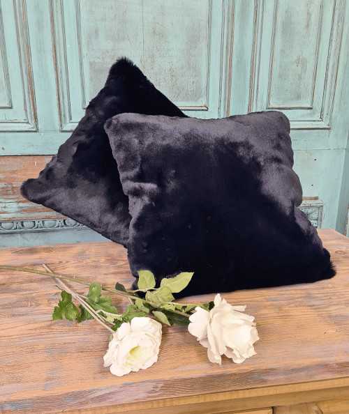 Dark blue luxury fur cushions