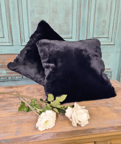 Dark blue luxury fur cushions