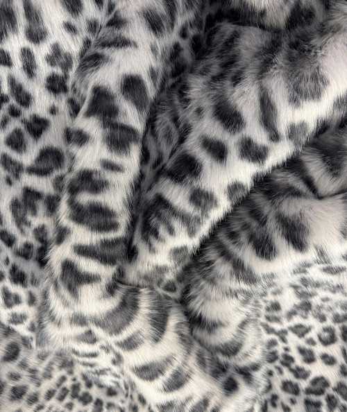 Luxury grey patterned faux fur craft fabric