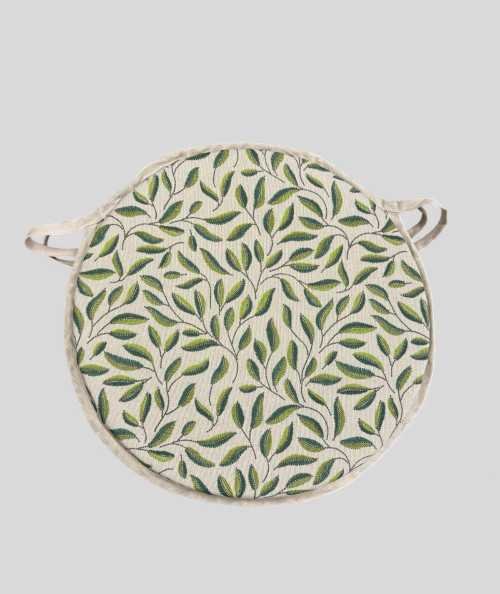 Green Leaves Round Bistro Seat Pads