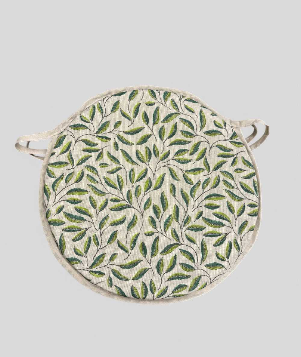 Green Leaves Round Bistro Seat Pads