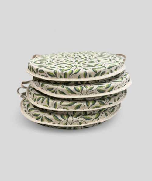 Green Leaves Round Bistro Chair Pads