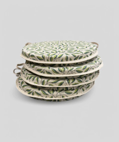 Green Leaves Round Bistro Chair Pads