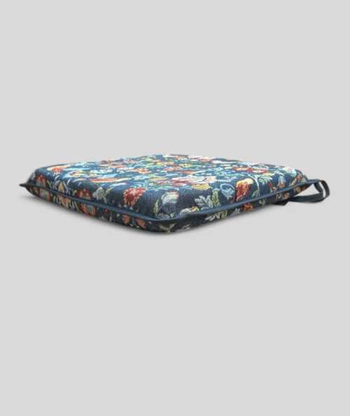 Blue denim tapestry square chair pads