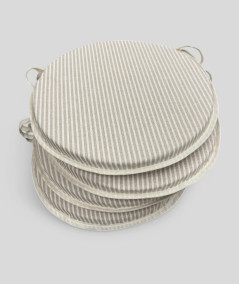White striped extra thick round bistro chair pads