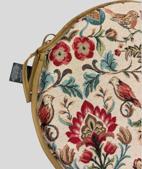 Multicoloured round bistro tapestry seat pads