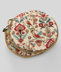Multicoloured round bistro tapestry seat cushions