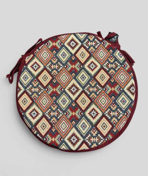 Round Bistro Aztec Tapestry Seat Pads