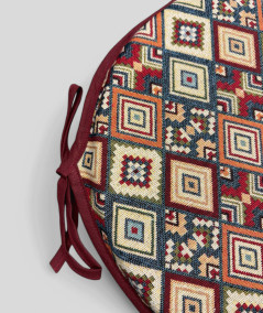 Round geometric multi-coloured seat pads