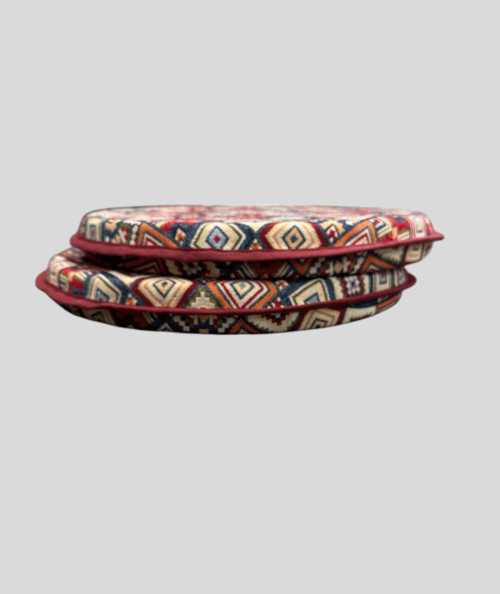 Round geometric multi-coloured chair pads
