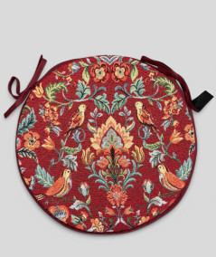 Round Bistro William Red Tapestry Seat Pads