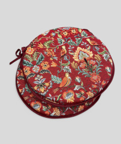 Round Bistro William Red Tapestry Chair Pads