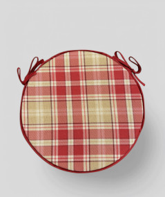 Red Highland Check Round Bistro Seat Pads