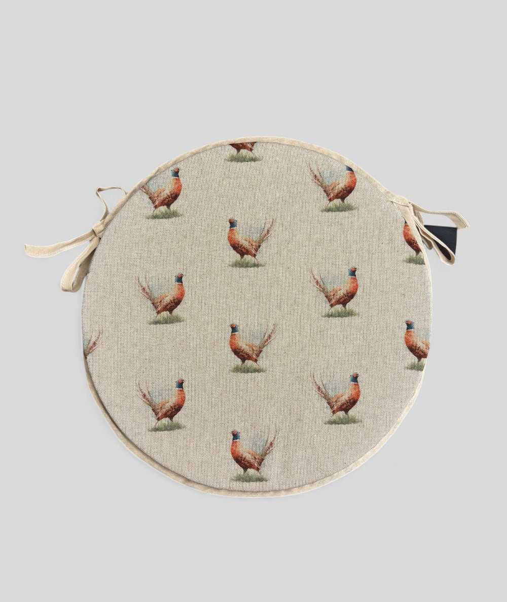 Small Pheasant Round Bistro Seat Pads
