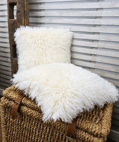 Square curly haired cream sofa cushion covers
