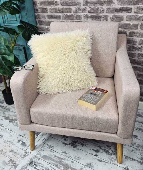 Square curly haired cream pillow covers