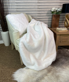 Short haired luxuriously thick pale cream faux fur throw