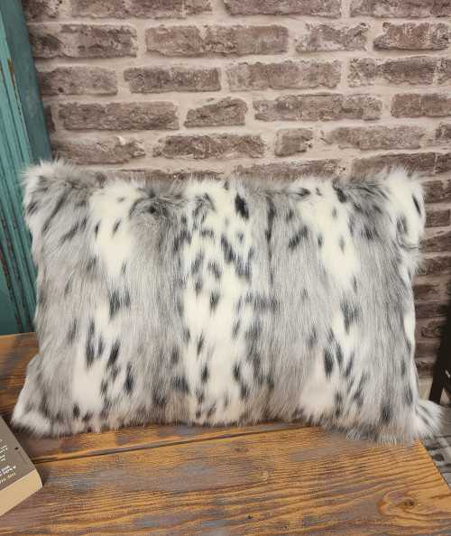 Animal print faux fur rectangular cushions
