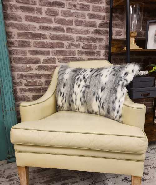 Animal print grey and white faux fur rectangular cushion covers