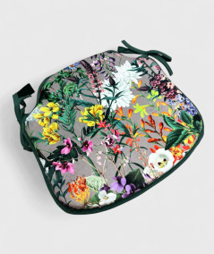 Spindle shaped, modern velvet, summer floral printed seat pads