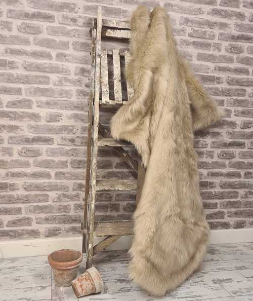 Luxury long-haired plain oatmeal coloured faux fur blankets