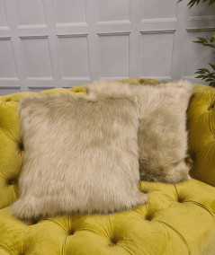 Luxury plain beige faux fur sofa cushions