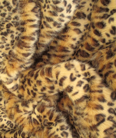 Close up image of the brown and gold leopard print fabric