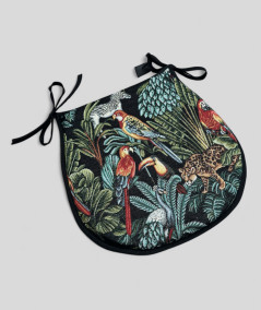 Black Rainforest Tapestry D Shaped Chair Cushions