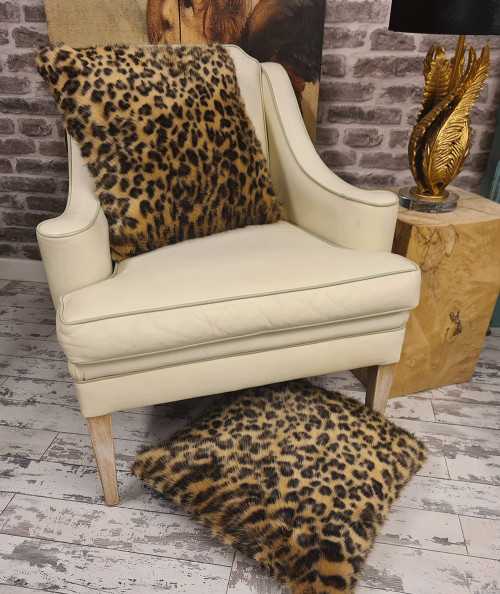 Luxury leopard print faux fur cushions