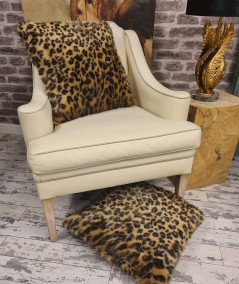 Luxury leopard print faux fur cushions