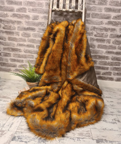 Modern long haired extra large faux fur bedspread