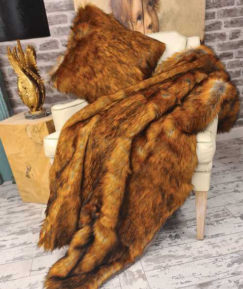 Modern long haired extra large faux fur blanket
