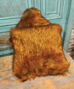 Gingery brown faux fur cushion covers