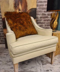 Gingery brown faux fur square cushions
