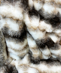 White and brown striped faux fur runner