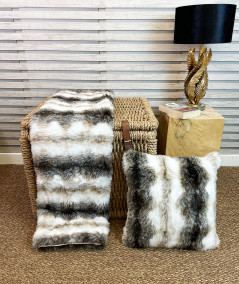 Striped faux fur bed runner
