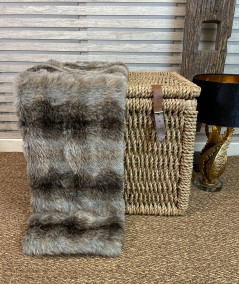 Striped faux fur bed runner