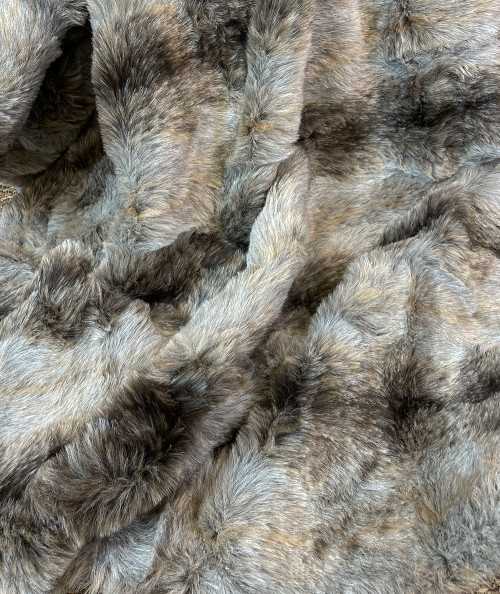 Grey striped faux fur runner