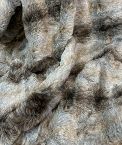 Grey striped faux fur runner