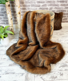 Raynard Red Brown Faux Fur Bed Runner