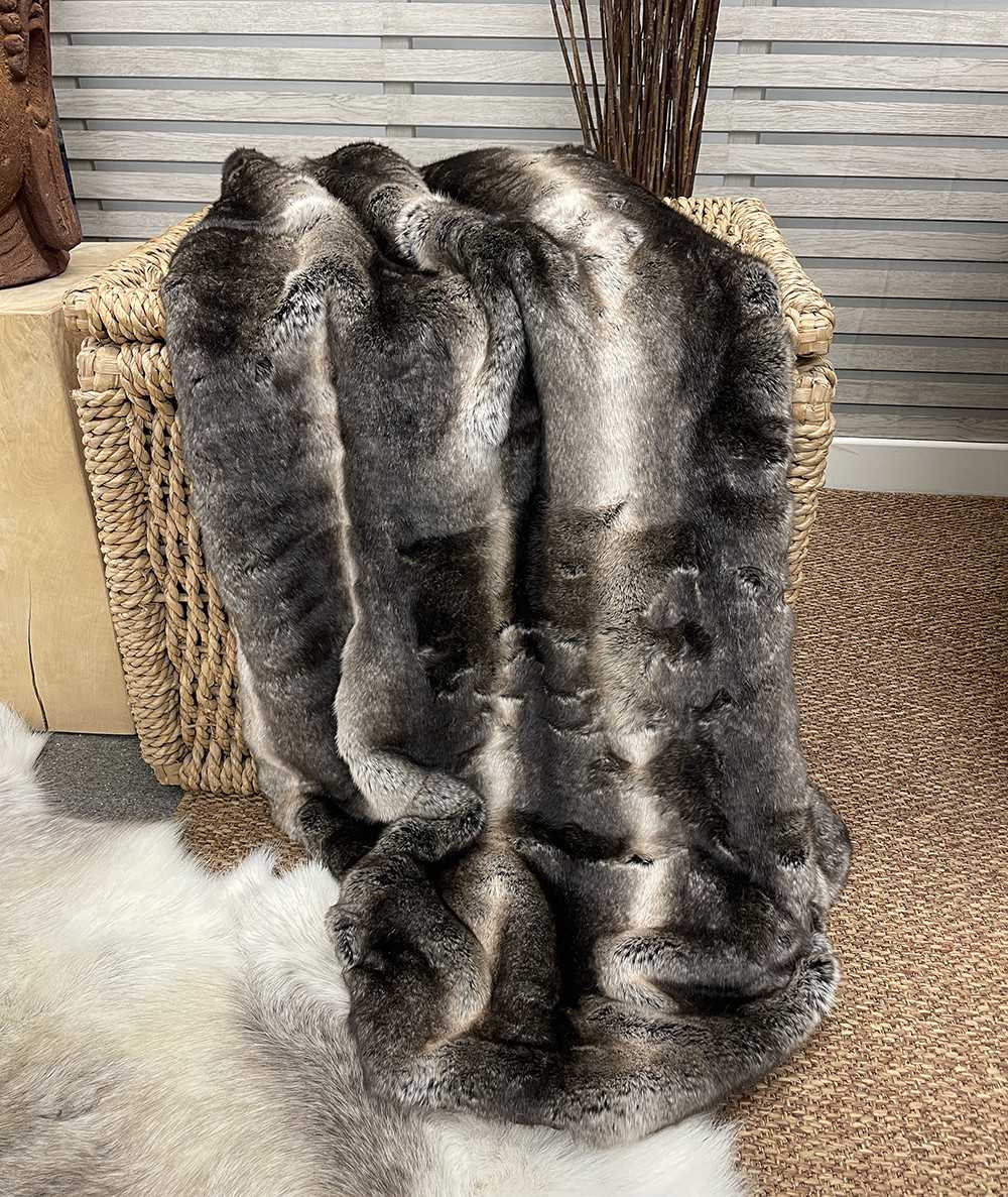 Dark Chinchilla Faux Fur Bed Runner