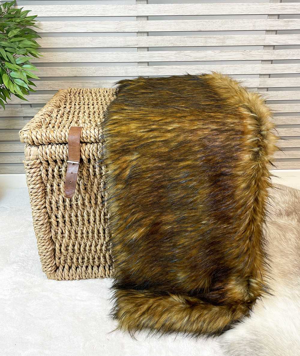 Red Brown Faux Fur Bed Runner