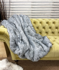 Mottled grey faux fur bed runner