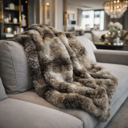 Plaid en fausse fourrure de loup gris | Grand plaid en fourrure de loup | Jetés de canapé