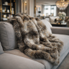 Grey Striped Faux Fur Throw | Fake Fur Throw Ashford Grey Brown