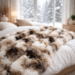 Italian Wolf Faux Fur Throw | Large Sofa Throws and Bed Throws UK