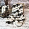 White Striped Fur Throw | Ashford White Faux Fur Throw | Faux Pelt Blanket