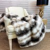 White Striped Fur Throw | Ashford White Faux Fur Throw | Faux Pelt Blanket
