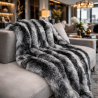 Black Striped Faux Fur Blanket | Ashford Black Faux Fur Throw