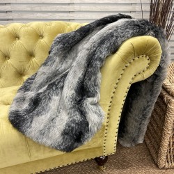 Black Striped Faux Fur Blanket | Ashford Black Faux Fur Throw